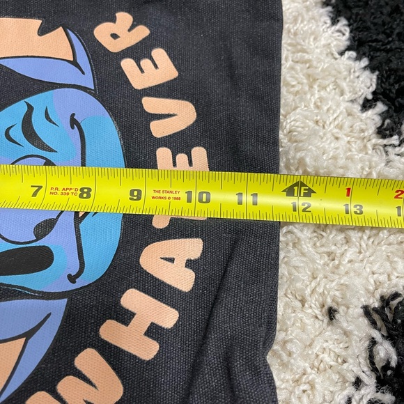 Brand New Size Medium Canvas Tote Bag With Cartoon Character Print In Charcoal - Picture 10 of 11